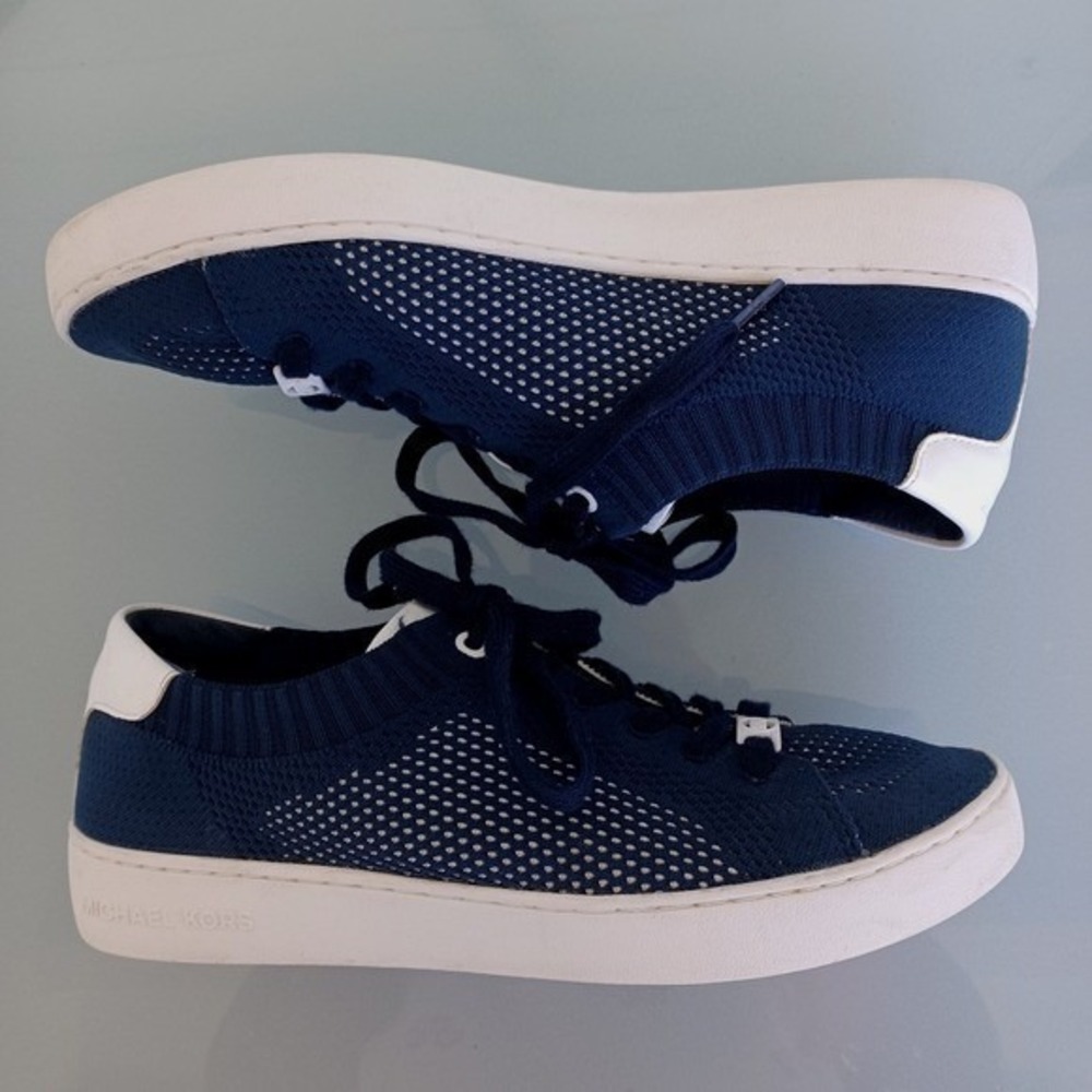 Michael‎ Kors Skyler Navy Blue Knit Lace Up Sneakers Womens Size 9.5M HL17D - Picture 10 of 10